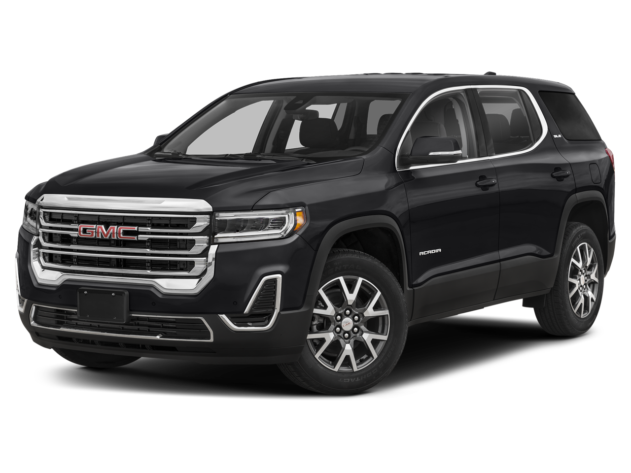2023 GMC Acadia SLE in Sterling Metallic — front three-quarter view