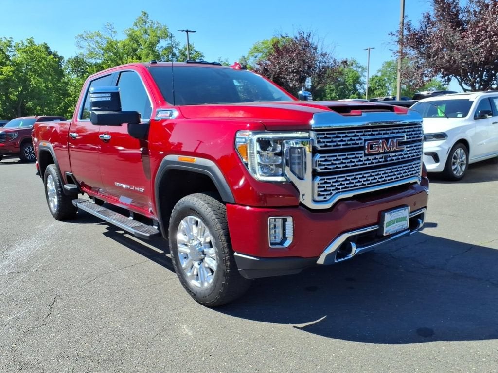 2022 GMC Sierra 2500 HD Denali in Cayenne Red Tintcoat — front three-quarter view