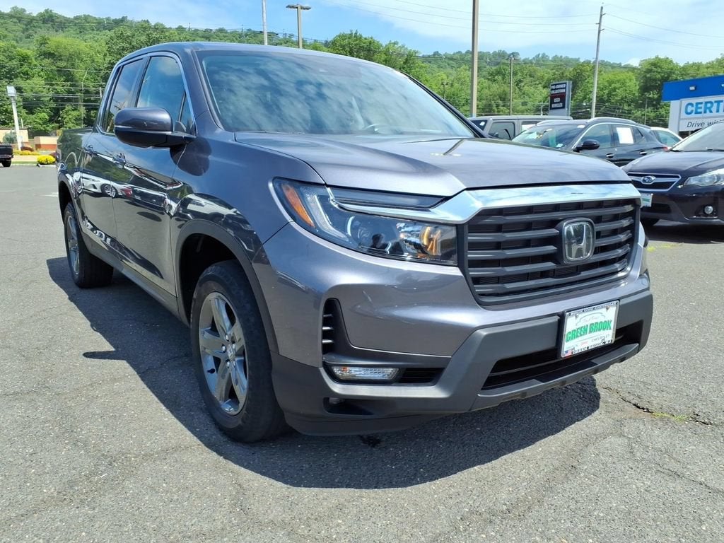 2023 Honda Ridgeline RTL in Gray — front three-quarter view
